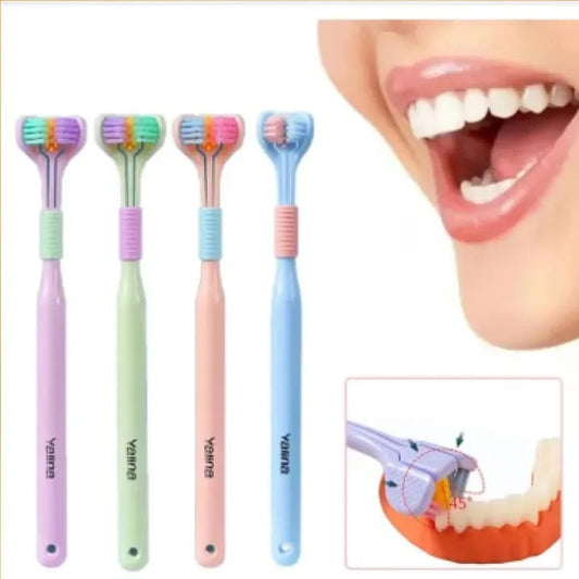 2 PCS Triple Sided Toothbrush Triple Head Wrap Household Soft Bristles Cleaning Daily Sensory Toothbrush