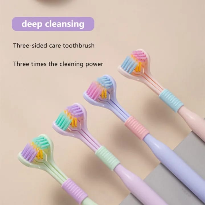2 PCS Triple Sided Toothbrush Triple Head Wrap Household Soft Bristles Cleaning Daily Sensory Toothbrush