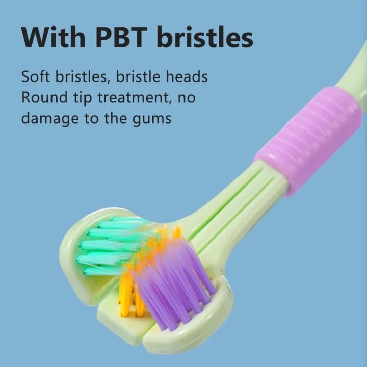 2 PCS Triple Sided Toothbrush Triple Head Wrap Household Soft Bristles Cleaning Daily Sensory Toothbrush
