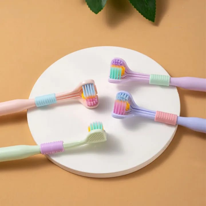 2 PCS Triple Sided Toothbrush Triple Head Wrap Household Soft Bristles Cleaning Daily Sensory Toothbrush