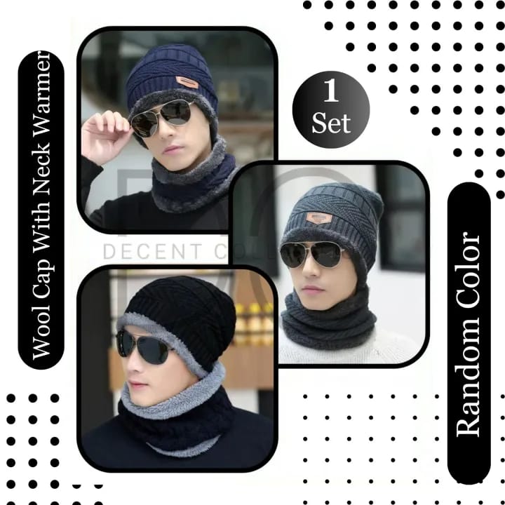 2-in-1 Winter Beanie & Neck Scarf Set - Thermal Fleece Knitted Cap for Men & Women