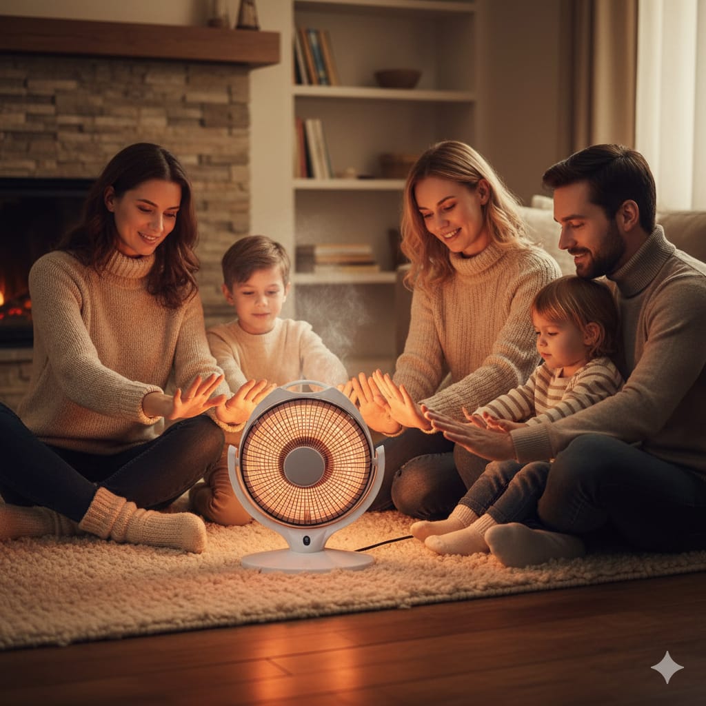 Sun Halogen Dish Heater 300W/600W - Dual Power Apple Shape Heater with Solar Compatibility