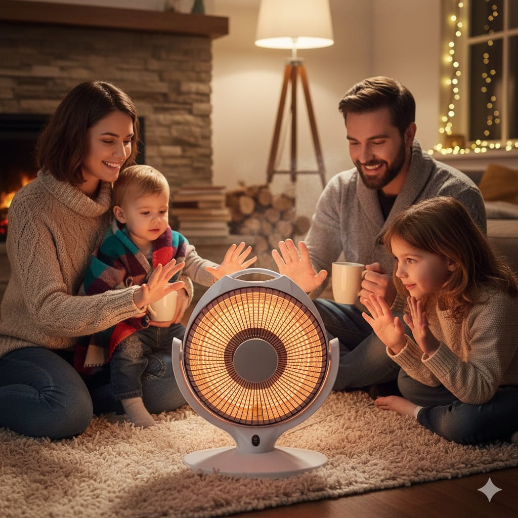 Sun Halogen Dish Heater 300W/600W - Dual Power Apple Shape Heater with Solar Compatibility