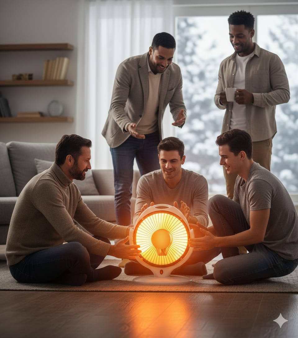 Sun Halogen Dish Heater 300W/600W - Dual Power Apple Shape Heater with Solar Compatibility