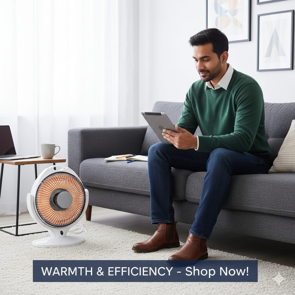 Sun Halogen Dish Heater 300W/600W - Dual Power Apple Shape Heater with Solar Compatibility