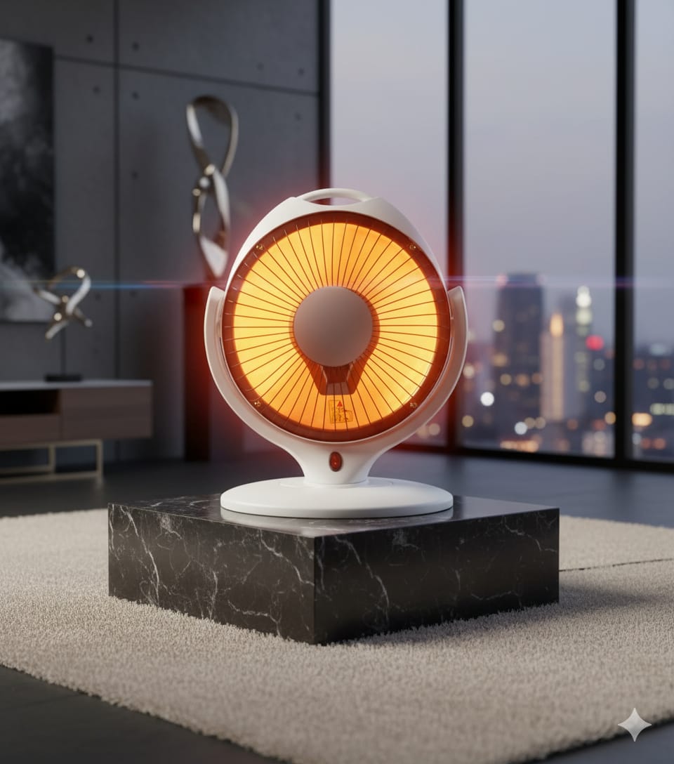 Sun Halogen Dish Heater 300W/600W - Dual Power Apple Shape Heater with Solar Compatibility