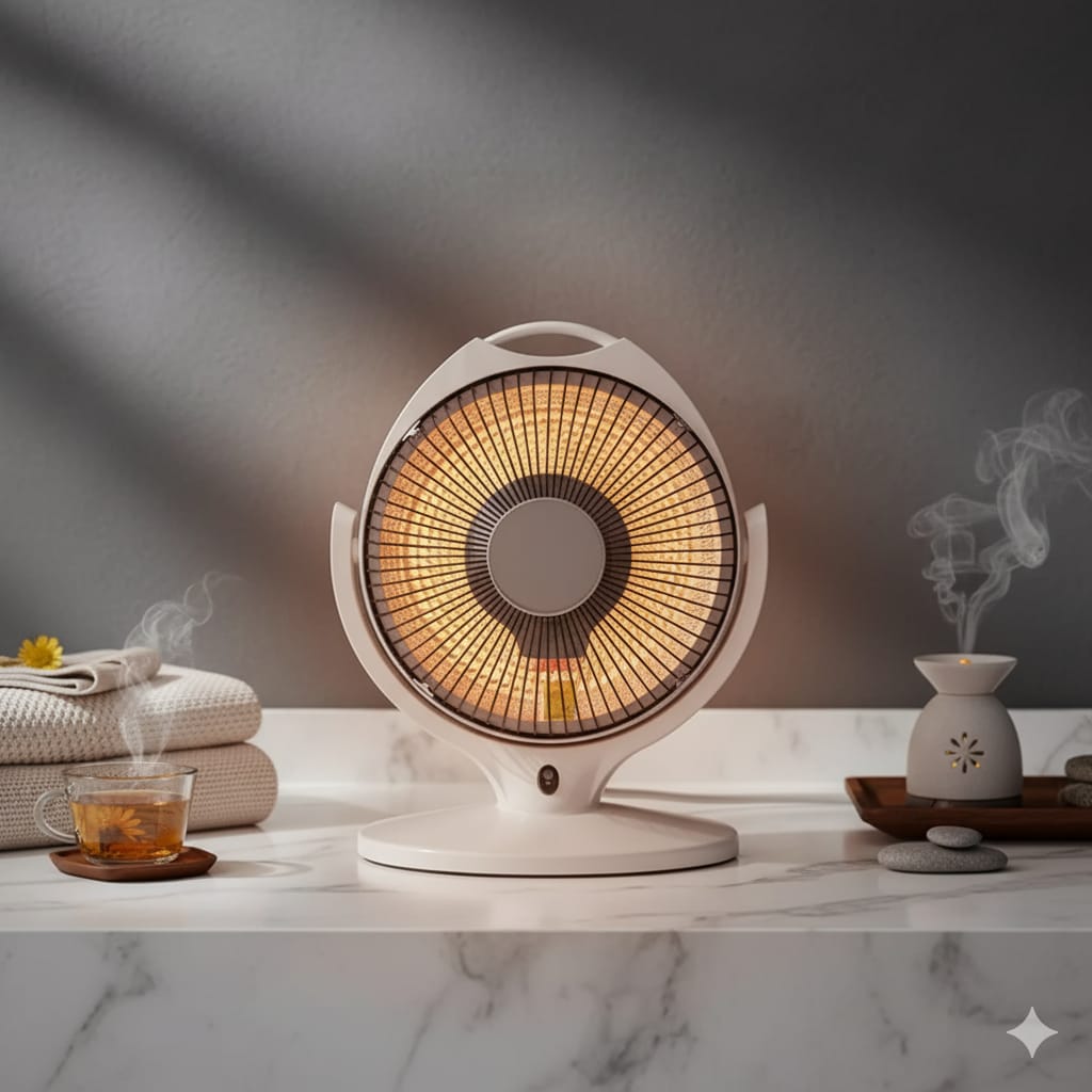 Sun Halogen Dish Heater 300W/600W - Dual Power Apple Shape Heater with Solar Compatibility