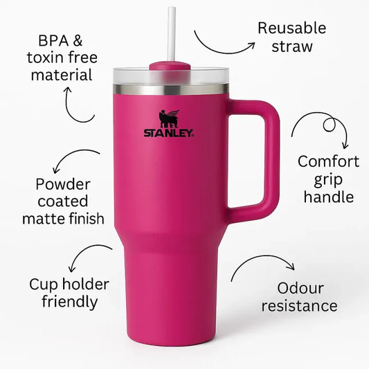 Stanley Insulated Cup – Stainless Steel Travel Tumbler with Straw